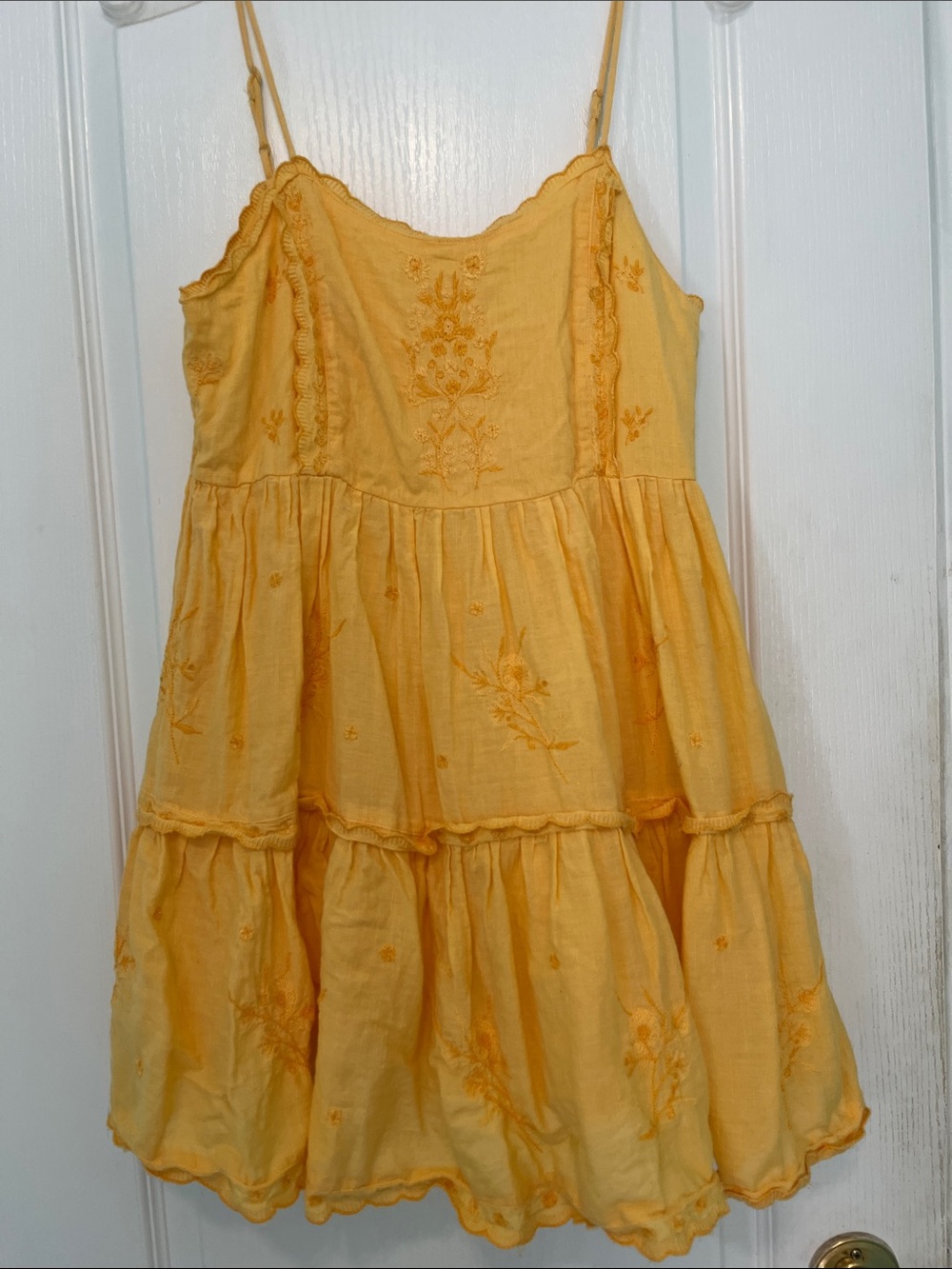 Urban Outfitters Yellow Gold Boho Embroidered Mini Sundress